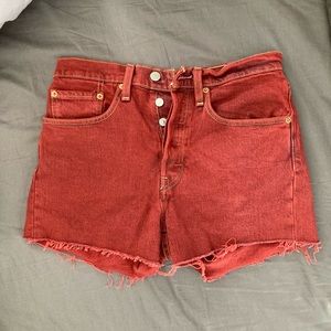 COPY - Womens Levi High Waisted Button Fly Red Denim Shorts Size 26